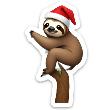Sloth on a Christmas tree sticker