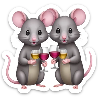 Two rats drinking wine sticker