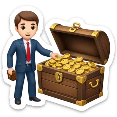 business man opening treasure chest sticker