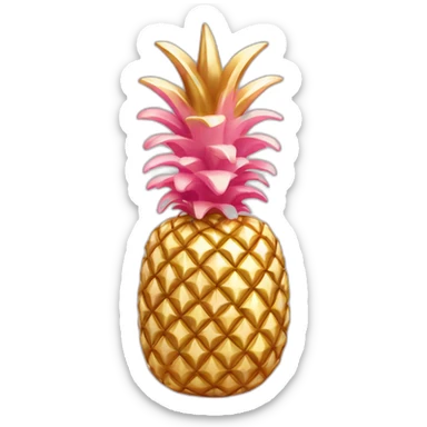 Gold pink pineapple sticker