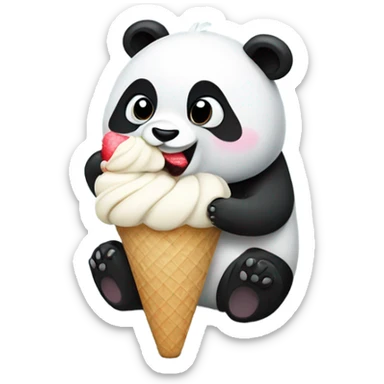 Panda eating ice cream sticker