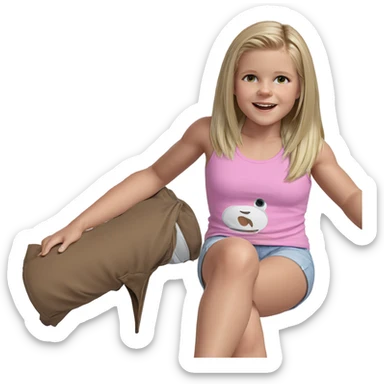 blonde girl sitting in shorts sticker