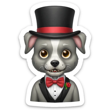 zombie dog with bow tie and top hat sticker