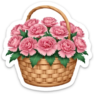 basket of carnations flowers, soft pastels sticker