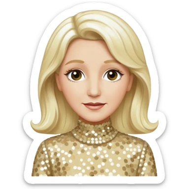 Patty Andrews from The Andrews Sisters with long platinum blonde hair, cream sequin outfit sticker