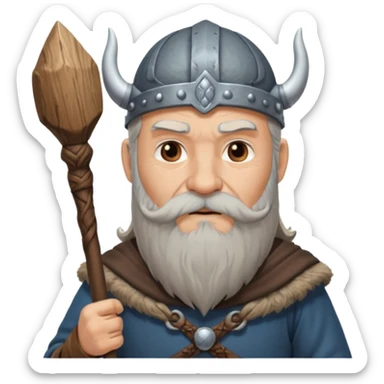 Old viking chief with long beard and staff sticker