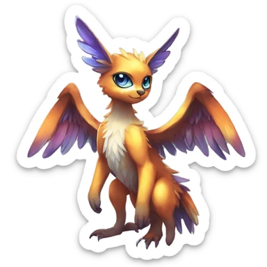 Anthro Sona Cool Edgy Cute Beautiful Colorful Shy Winged Shiny Fakemon-Fantasy-Creature Full Body sticker