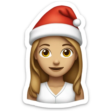 Light brown haired teenage girl wearing a Santa hat sticker