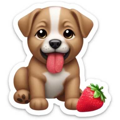 Perrito bebé gordito con una fresa  sticker
