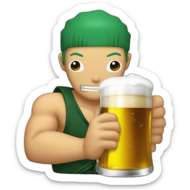Zoro qui bois une  bière sticker