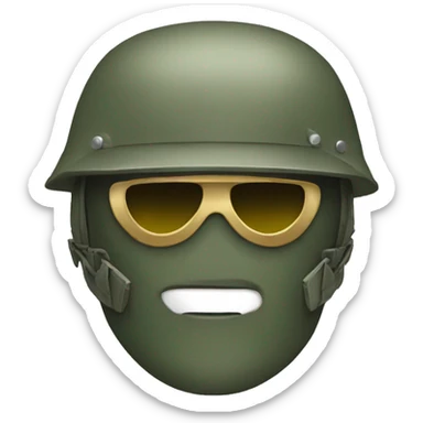military emoji with metal mask sticker