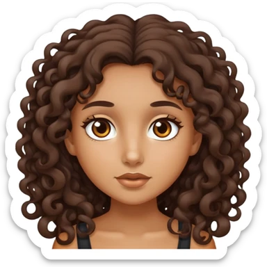 tan girl with long curly dark brown hair sticker