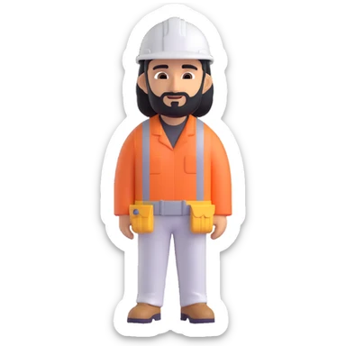 Arab in a worker's helmet, full length sticker