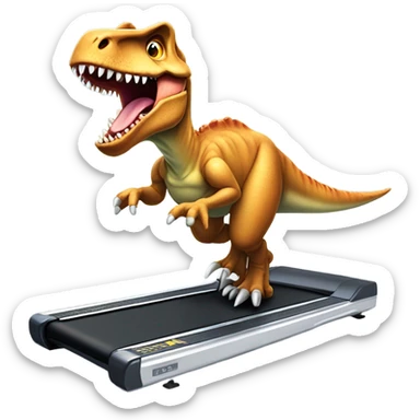 dinosaur runs on a treadmill sticker