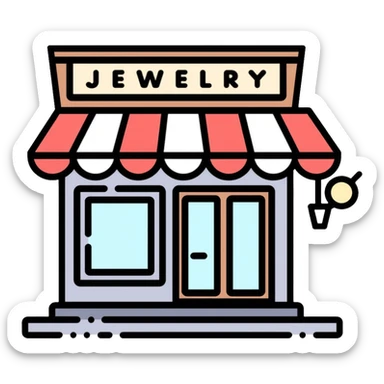 Jewelry shop building with sign sticker