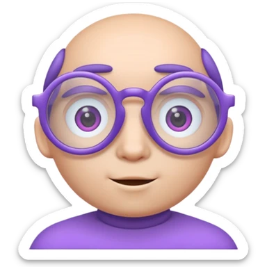 A 3D cartoon lavender-purple round spectacle with thin circular rims, clear lenses, soft shadow, Memoji-style rendering. sticker