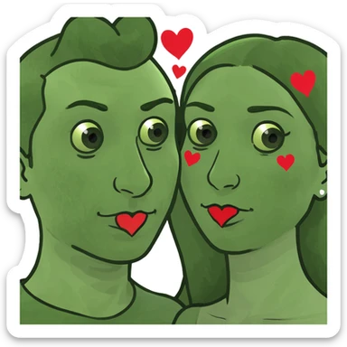 couple of people with hearts sticker