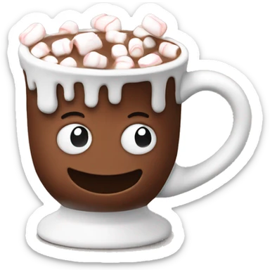 Hot chocolate with marshmallows in a Santa Claus Mug sticker