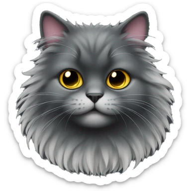 Dark coloured fluffy cat sticker