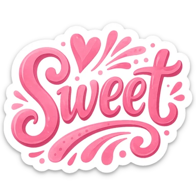 the word 'sweet' in a creative, pink-themed style, remove background sticker