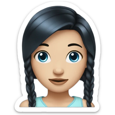 Girl with black hair and blue eyes and her hair is tied sticker