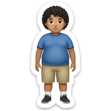 fat person emoji but make him brown skin and curly black hair make it a whole body image and the person is a boy who’s fat sticker