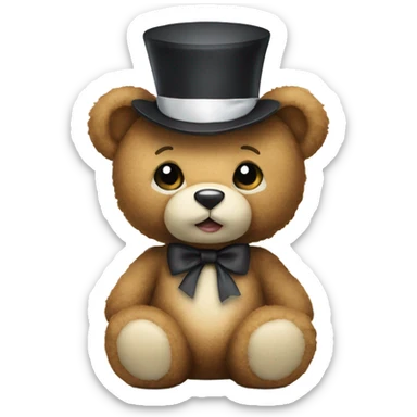 Teddy bear with white bow sticker
