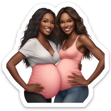Realistic Photo of 2 Victoria secret models pregnant posing with each other  sticker