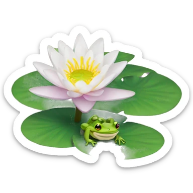 water Lily with Frog sticker