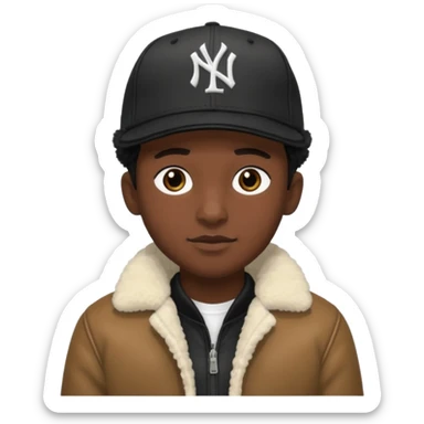 Cappellino New Era New York nero e persona con giubbotto di pecora sticker