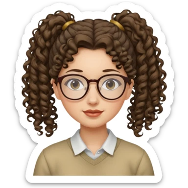 hija con gafas y cabello rizos con una coleta alta sticker