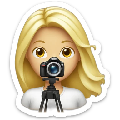 The blonde with photo camera sticker