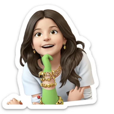 girl on couch with jewelry sticker