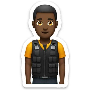 black man standing full body with stab vest  sticker