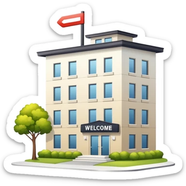 Housing apartment building with welcome sign sticker