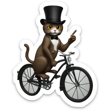 create a cat with a top hat smoking a cigar on a bike sticker