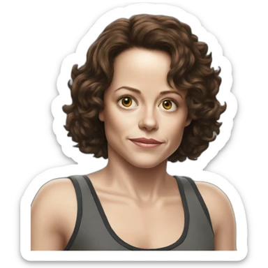 young sigourney weaver, tank top, from alien movie sticker