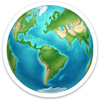Minimalist Earth globe with blue oceans and green landmasses shaped exactly like the number 812, clean iOS emoji style, simple design sticker