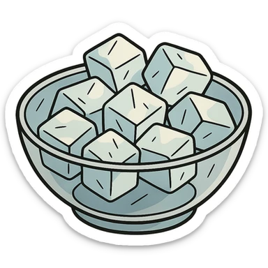 flat toon style ice cubes in a bowl sticker