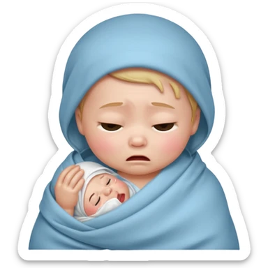 a baby swaddled crying sticker