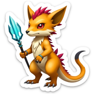 cool edgy badass colorful fantasy animal hybrid Fakemon full body sticker