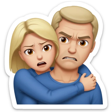 Une homme possessif qui essaye d’attraper le cou de sa femme sticker