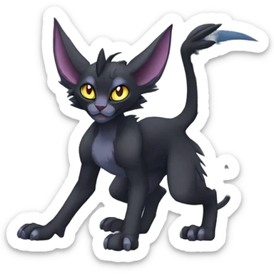Black edgy Noivern-Litten-Sphynx-Lykoi-Caracal-cat-Fakemon full-body sticker