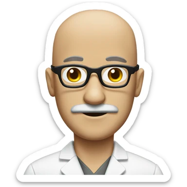 Pharmacy with bald but has mustache and wearing thick black glasses man sticker