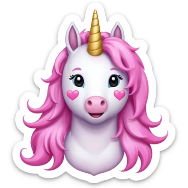 Unicorn with pink hearts sticker