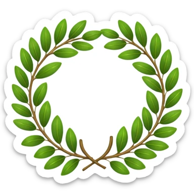 A classic green laurel wreath perfectly curved in a clean circular form. sticker