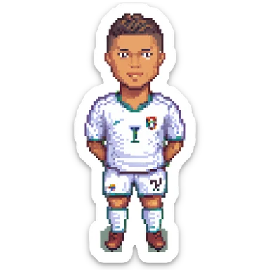 Ronaldo, pixel art style, footballer, iconic pose sticker