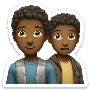 two struggling kids sticker