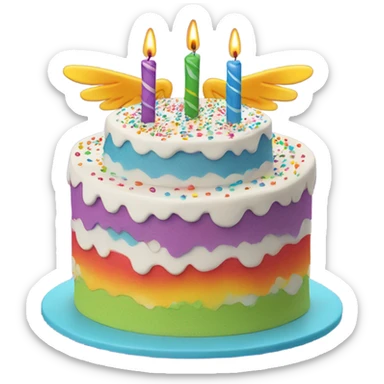 Smiling Birthday cake with big wings  sticker