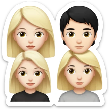 A black hair girl a blonde girl and a blonde boy sticker